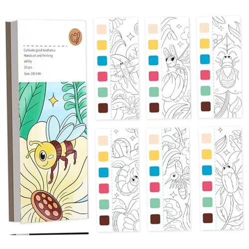 tddouck Aquarellpapier Wasser ausmalbilder für Kinder 1 Set -Taschenmagie Wasser Malbuch mit Farben und Wasserstift Insekt Thema Wasserfarben für Jungen Mädchen Geschenke Prinzessin Insekten Land von tddouck