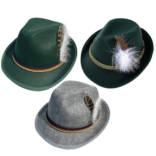 tddouck Hats Deutsche Hut 3pcs Erwachsener Deutscher Alpine Hut Retro Beer Hut für Bierfestival Paty Outdoor Aktivitäten Kostüm Dressaccessoire von tddouck