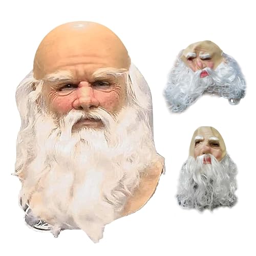 tddouck Kopfbedeckung Santa Claus Maske mit weißem Bart Latex Weihnachten süße Kinder Erwachsene Vollgesichtsmasken für Cosplay -Kostüm Weihnachtsfeier Karneval von tddouck