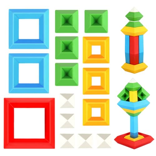 tddouck Sortieren von Stapel -Spielzeug Pyramid Stapel -Spielzeugbausteine ​​Helle Farbpyramidengebäudespielzeug für Kinder Early Educational Toy für Kinder Geburtstagsgeschenk 15pcs von tddouck