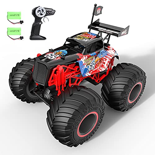 tech rc Monstertruck Ferngesteuertes Auto Off-Road 1:14 Truck 2 Akku 50+ Lange Laufzeit RC Car Buggy Truck Geländewagen 2,4GHz 15KM/H Spielzeug für Jungen und Mädchen Kinder Geschenk - Adler von tech rc