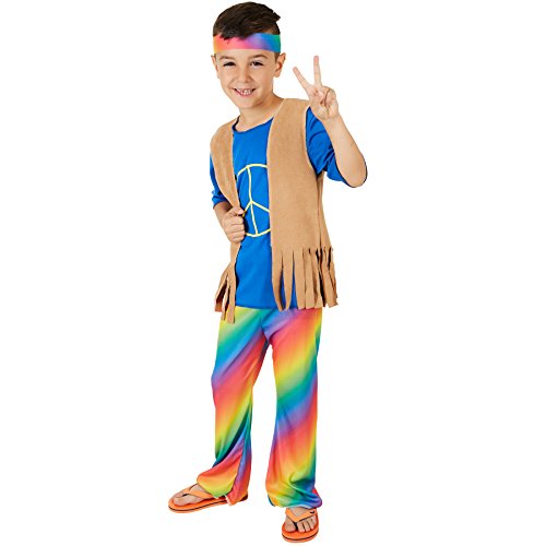 dressforfun Jungenkostüm Boy Peacemaker | Schönes, bequemes T-Shirt | Inkl. Weste in Veloursleder-Optik und Haarband (3-4 Jahre) von tectake