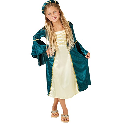 dressforfun Mädchenkostüm Burgprinzessin | langes Kleid | mit goldfarbenen Zierborten versehen | Inkl. Haarband (3-4 Jahre | No. 300973) von tectake