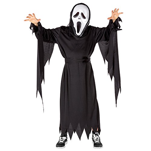 dressforfun Schauriges Kinder Screaming Ghost Kostüm Ganzkörperkostüm inkl. Maske und Bindegürtel (8-10 Jahre | Nr. 300109) von tectake