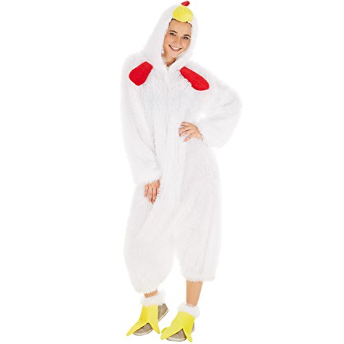 tectake dressforfun Kostüm Huhn für Sie und Ihn | Aus zotteligem Plüsch | Mit einem praktischen Reißverschluss vorne | inkl. Krallenfüße mit Klettverschlüssen (M | Nr. 300866) von tectake