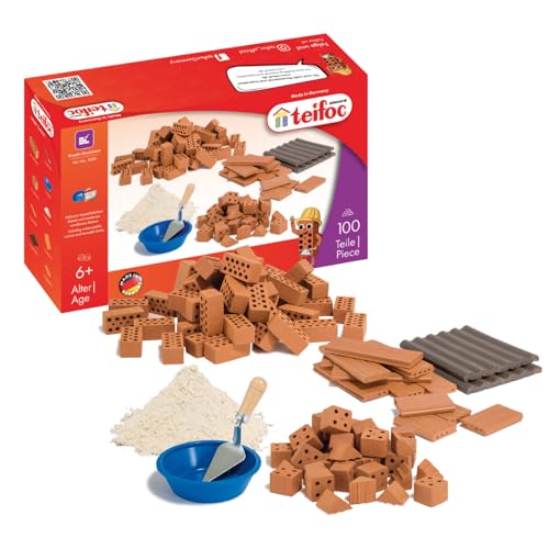 teifoc 1530 Steinbaukasten - Zubehör-Set, 100 Miniatur Ziegelsteine für DIY Projekte, für Kinder ab 6 Jahren von teifoc Germany