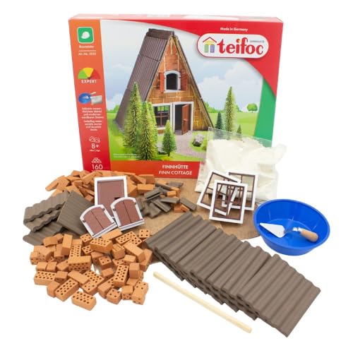 teifoc 5230 Steinbaukasten - Finnhütte, 160 Bauteile, Kreativ-Bauset aus natürlichen Materialien, DIY Bausatz, Konstruktionsspielzeug für Kinder ab 8 Jahren und Erwachsene von teifoc Germany