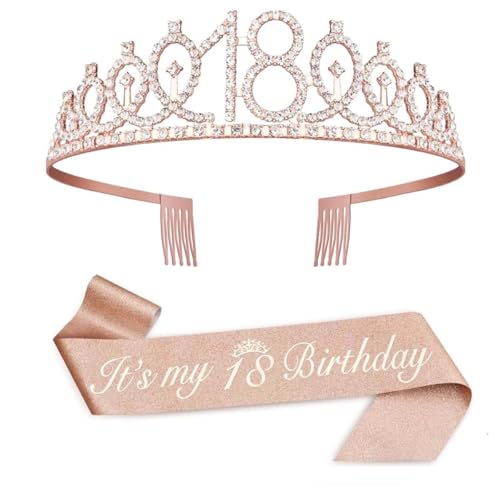 teokyat Krone Geburtstag - Deko 18. Geburtstag Mädchen, Krone 18 Geburtstag Mädchen, Geburtstagskrone und Schärpe Geburtstag für Birthday Girl Party Dekorationen Geschenke teokyat Krone Geburtstag - Deko 18. Geburtstag Mädchen, Krone 18 Geburtstag Mädchen, Geburtstagskrone und Schärpe Geburtstag für Birthday Girl Party Dekorationen Geschenke von teokyat