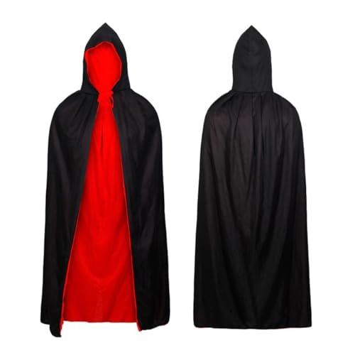 thematys Vampir Umhang | Gothic Cape | Hood Dracula Mantel | Kapuzenumhang | Vampirumhang | GRAF Dracula | Damen | Herren | Erwachsene | Halloween | Karneval | Cosplay | Party (Kapuze, 120cm Lang) von thematys