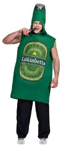 thematys Bierflasche Kostüm – Lustiger Getränke Onesie, Einheitsgröße 160-185cm, Highlight für Karneval & Themenpartys von thematys