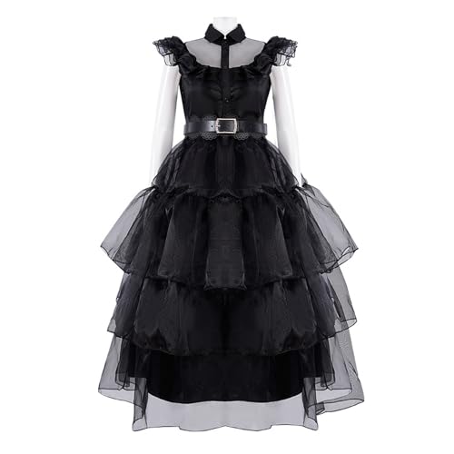 thematys Schwarzes Schulmädchen-Gothic-Kleid: Perfektes Kostüm für Halloween, Karneval und Cosplay – Verkleidung für Mädchen und Frauen in 4 Größen 2 Styles, für Familie und Gruppen (Style001, S) von thematys