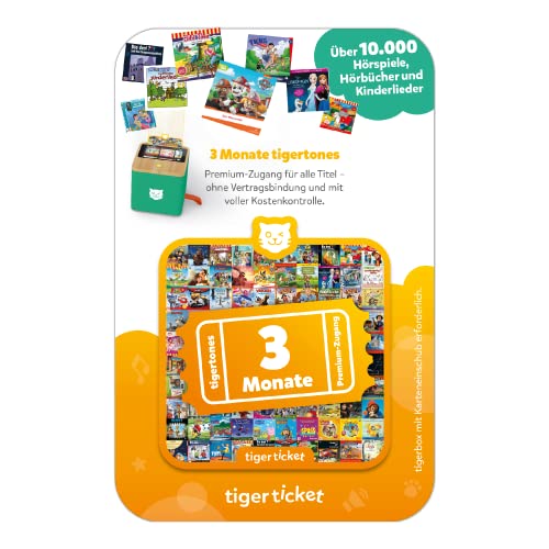 Tiger Media Deutschland GmbH 4202 tigermedia tigerticket Streaming Zugang tigerbox Touch für 10.000 Hörspiele Hörbücher Kindermusik wie Die Eiskönigin Encanto Peppa Pig, ticket 3 Monate von tigermedia