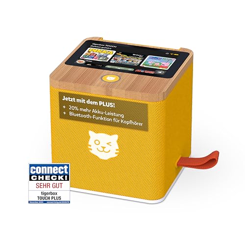 tigermedia tigerbox Touch Plus gelb mit extra Langer Akkulaufzeit und Bluetooth Kopfhöreranschluss, Audioplayer, Nachtlicht, TKKG, Fünf Freunde, 4-12 Jahre von tigermedia