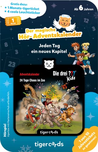 tigermedia tigercard Die drei ??? Kids 24 Tage Chaos im Zoo Adventskalender Kinder Geschenk Nikolaus tigerbox Hörbox Hörspiel Hörbuch Kindermusik von tigermedia