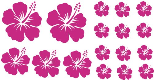 XL Design Set Y in Pink 17 Stück HIBISKUS Blumensticker Autoaufkleber Blumen oder Wandtattoo selbstklebende Aufkleber fürs Auto, Wandsticker Out- & Indoor, Wandbild & Fensterbild wählen Sie aus 32 Farben! von timalo