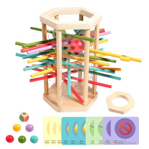 tinysiry Brettspiel-Set aus Holz, buntes Holzstäbchen-Spiel mit 35 Stöcken und 5 Bällen, Holzstäbchen-Stapelspiel, Mathe-Lernspielzeug, Brettspiel, Vorschulspielzeug, Geschenk für Kinder Mehrfar von tinysiry