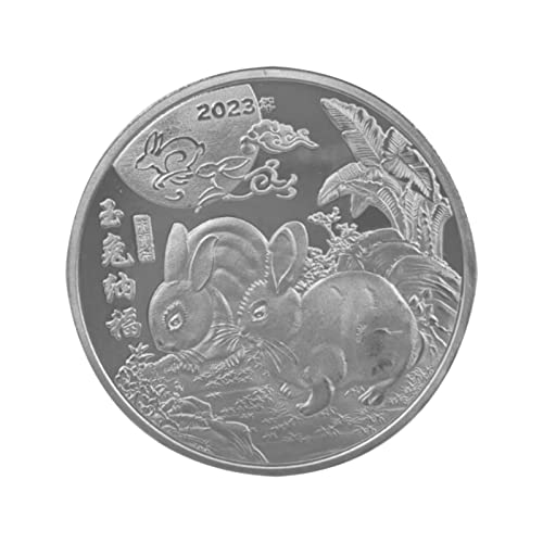 tinysiry Zodiac Rabbit Neujahrsmünzen-Sammlung, Geschnitzte runde Gedenkmünze 2023 Zodiac Rabbit Souvenirmünze für das chinesische Neujahrsfest Silber C 1 von tinysiry