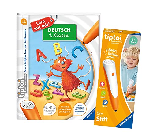 Ravensburger tiptoi Set: Deutsch 1. Klasse (Mein Lern-Spiel-Abenteuer) + 00110 tiptoi Der Stift, Lernspielzeug für Kinder von tiptoi