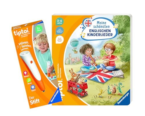 Ravensburger tiptoi Set: Meine schönsten englischen Kinderlieder + 00110 tiptoi Der Stift, Lernspielzeug für Kinder von tiptoi