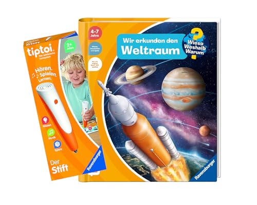 Ravensburger tiptoi Set: Wieso? Weshalb? Warum? Wir erkunden den Weltraum + 00110 tiptoi Der Stift, Lernspielzeug für Kinder ab 4 Jahren von tiptoi