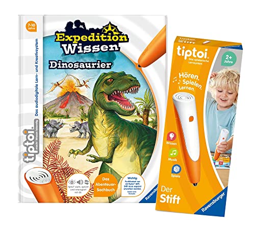 tiptoi Ravensburger Buch | Expedition Wissen: Dinosaurier (Kinderbuch) + 00110 Stift, Lernspielzeug für Kinder von tiptoi