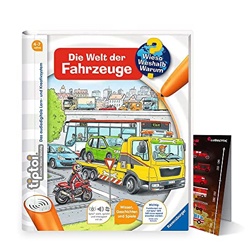 tiptoi Ravensburger Buch Wieso? Weshalb? Warum? 4-7 | Die Welt der Fahrzeuge + Kinder Feuerwehr Auto Poster von tiptoi