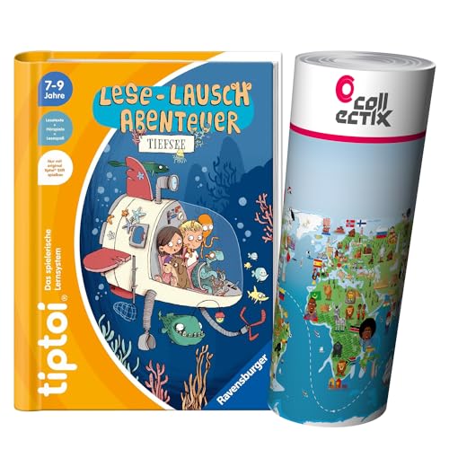 tiptoi Ravensburger Buch für Lese Anfänger - Lese Lausch Abenteuer - Tiefsee + Kinder Wimmel Weltkarte | Für Kinder ab 7 Jahre | Lesen, Lesemotivation, Spiele von tiptoi