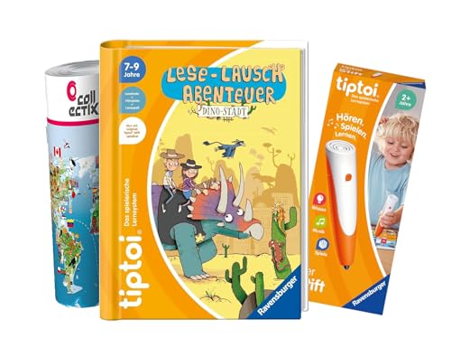 tiptoi Ravensburger Set: Lese-Lausch-Abenteuer | Dino-Stadt + 00110 Stift, Lernspielzeug für Kinder mit Welt-Karte tiptoi Ravensburger Set: Lese-Lausch-Abenteuer | Dino-Stadt + 00110 Stift, Lernspielzeug für Kinder mit Welt-Karte von tiptoi