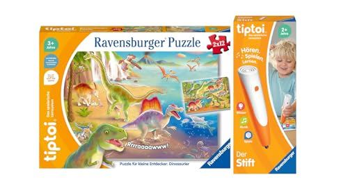 tiptoi Ravensburger Set: Puzzle 00198 Puzzle für kleine Entdecker: Dinosaurier, Kinderpuzzle ab 3 Jahren + 00110 Stift, Lernspielzeug für Kinder von tiptoi