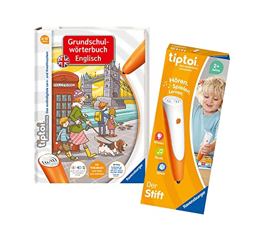 tiptoi Ravensburger Set: WWW Grundschulwörterbuch Englisch + 00110 Stift, Lernspielzeug für Kinder von tiptoi