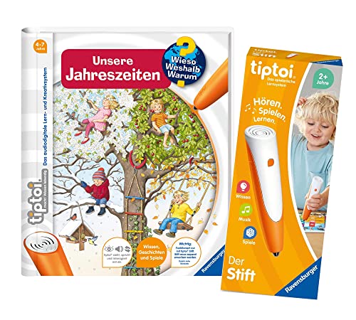 tiptoi Ravensburger Set: Wieso? Weshalb? Warum? | Unsere Jahreszeiten (Kinderbuch) + 00110 Stift, Lernspielzeug für Kinder von tiptoi