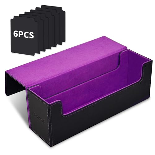 tombert Premium Deck Box Case für MTG PTCG, Großes Fassungsvermögen mit 6 Unterteilungen, Passend für 800+ Karten ohne Hülle oder 500+ Karten mit Hülle TCG Trading Card Games (schwarz&lila von tombert