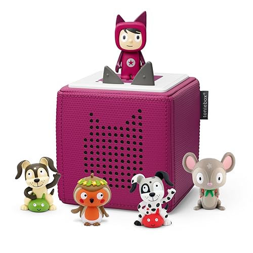 Toniebox Extrapack – Toniebox Starterset Beere mit Kreativtonie + 4 x Lieblings-Kinderlieder Hörfiguren, Audioplayer für Hörbücher und Lieder, kabellose Musikbox mit Hörspiel von tonies