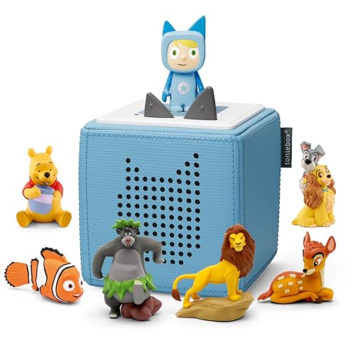 Toniebox Extrapack – Toniebox Starterset Blau mit Kreativtonie + 6 x Disney Tierische Helden Nr.2 Hörfiguren, Audioplayer für Hörbücher und Lieder, kabellose Musikbox mit Disney Hörspiel von tonies