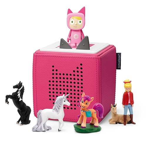 Toniebox Extrapack – Toniebox Starterset Pink mit Kreativtonie + 4 x Pferde Hörfiguren, Audioplayer für Hörbücher und Lieder, kabellose Musikbox mit Pferde Hörspiel von tonies