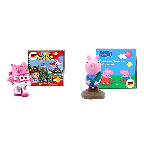 tonies Hörfigur für Toniebox, Super Wings – Feuer im Wald & Hörfigur für Toniebox, Peppa Wutz – Die schönsten Geschichten von Schorsch, Hörspiel für Kinder ab 3 Jahren, Spielzeit ca. 44 Minuten von tonies