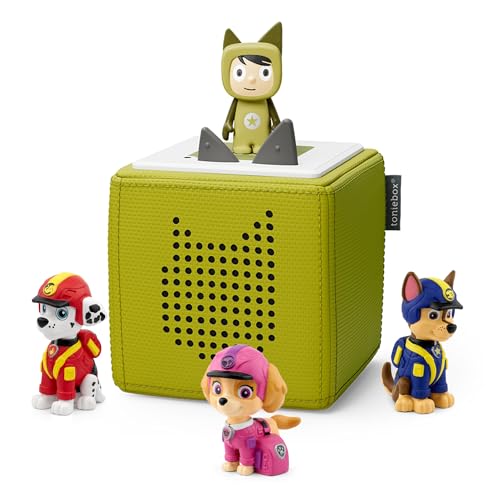 tonies Toniebox Paw Patrol Bundle inkl. 1 Kreative und 3 Charaktere: Jungle Pups Chase, Marshall, Skye, Kindergeschenke, Grün von tonies