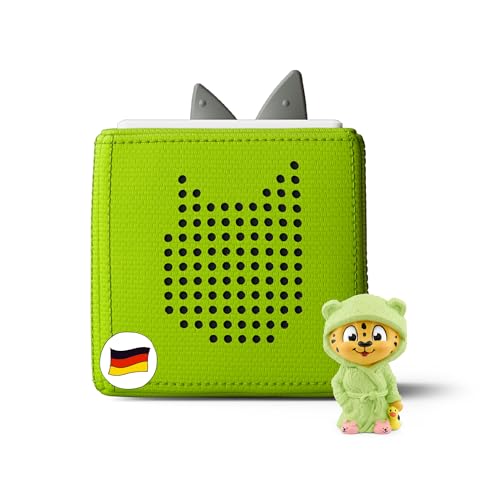 tonies Toniebox Starter Set Grün Sonderedition inkl. 1 Leos Tag Audioplayer für Hörbücher und Lieder, einfach zu bedienende kabellose Musikbox BZW. Lautsprecher, 7 Std. Akku von tonies