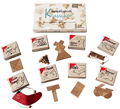 toys-for-all Knobelspiel Klassiker Set 2-8 Geschicklichkeitsspiele in Geschenkverpackung - incl. Lösung von toys-for-all