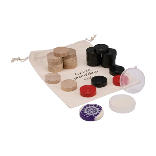 GICO Carrom Steine Komplettsatz von Carrom Manufaktur, Set Turnier Extra Class mit Steinen und Striker - 2104 von GICO