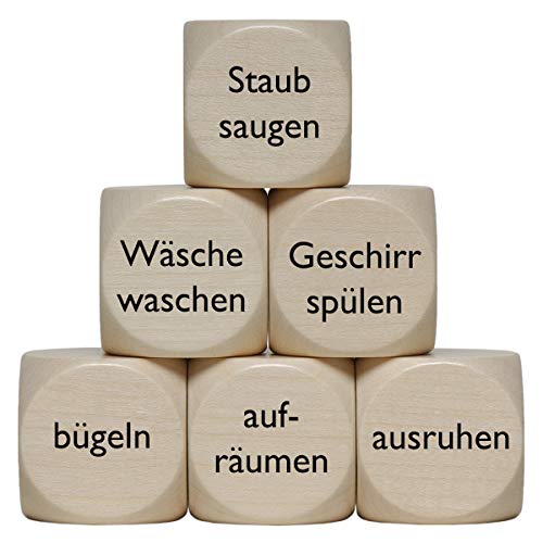 „Haushalts“ Holzwürfel 30 mm - 1 Stück von toys-for-all