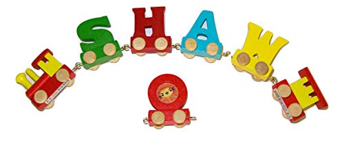 Buchstabenzug Bunt Namens-Set 4 Buchstaben Namen (kostenfreie Loc, Waggon & Fotozug) | Fun World Toys® Buchstaben Zug Holz Name von toys.funworld