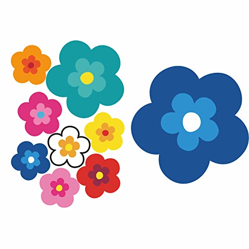 tradercat pril Blumen Sticker I autoaufkleber Blumen 8 Stück als Set I Retro Aufkleber für Jede Glatte Oberfläche, ideal für Ihr Auto I prilblumen Aufkleber (Blau) von tradercat