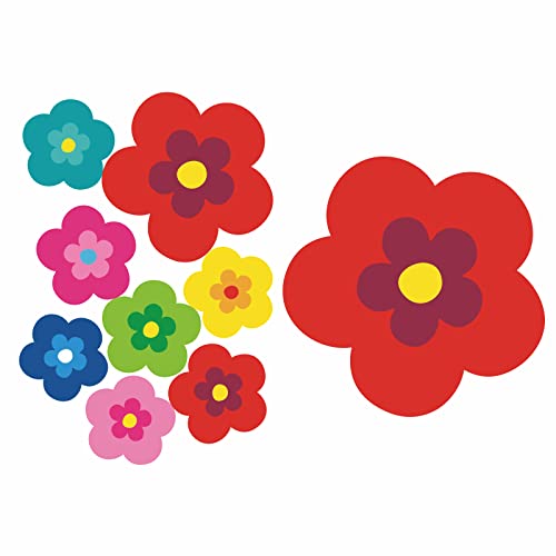 tradercat pril Blumen Sticker I autoaufkleber Blumen 8 Stück als Set I Retro Aufkleber für Jede Glatte Oberfläche, ideal für Ihr Auto I prilblumen Aufkleber (Rot) von tradercat