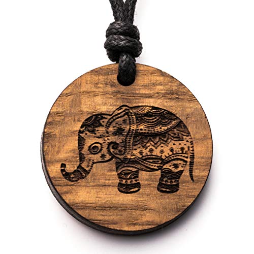 treeforce Indischer Elefant, Ganesha, Holzkette, Halskette, Schlüsselanhänger oder Auto- Anhänger 3 in 1 DIY Schmuck, Handmade, nachhaltig und vegan aus Holz von treeforce