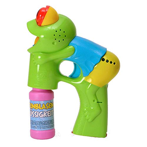 Frosch Seifenblasenpistole mit Licht, Sound und blauem Shirt - Froggy Seifenblasen Pistole von trendaffe