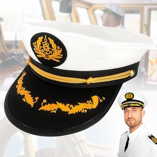 truee Marine Admiral Hut, kapitänsmütze Marine Seemann Hut, Kapitän Yacht Hut, Unisex Seemann Kapitän Hat, Kapitänsmütze, Marine Seemann Hut für Erwachsene für Karneval Mottoparty Partys Cosplay von truee