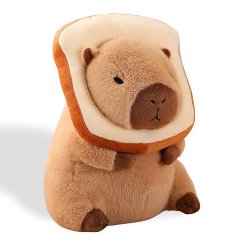 tuajndx Niedliches Capybara-Plüsch-Plüschtier mit Brot, Kawaii, Capybara-Puppe, Kissen, Capybara, Plüsch, Geschenke für Kinder, Jungen, Mädchen, 30,5 cm von tuajndx