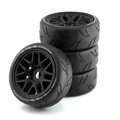 tuwiwol Feishen On Road Vehicles Langlebiges 4 teiliges RC Car Zubehör Ersatzteile On Road Vehicles Wheel Rims Tire for 1/8 Plastic Feishen On Road Vehicles, Schwarz von tuwiwol