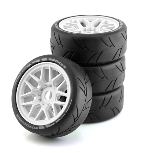 tuwiwol Feishen On Road Vehicles Langlebiges 4 teiliges RC Car Zubehör Ersatzteile On Road Vehicles Wheel Rims Tire for 1/8 Plastic Feishen On Road Vehicles, Weiß von tuwiwol